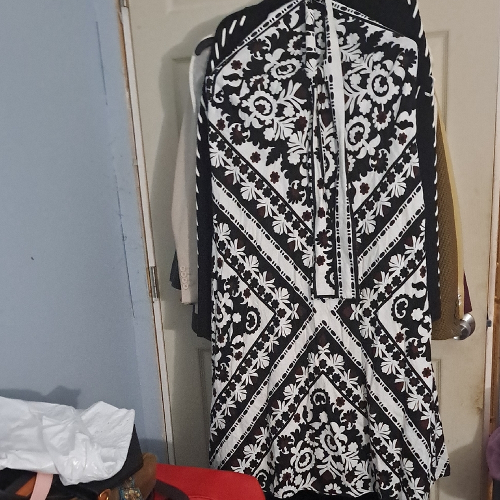 Ann Taylor Black and White Floral Halter Neck Maxi Dress